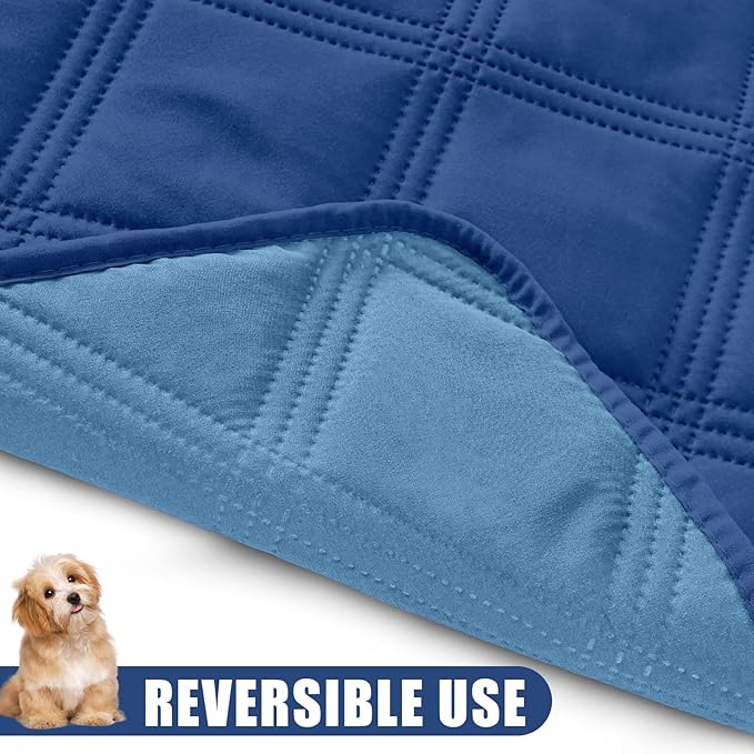 Smiry Waterproof Dog Bed Cover Blanket 30x95, Soft Reversible Pet Blanket, Washable Leakproof Cats Dogs Couch Cover for Sofa, Couch, Furniture, Lattice, Navy/Blue