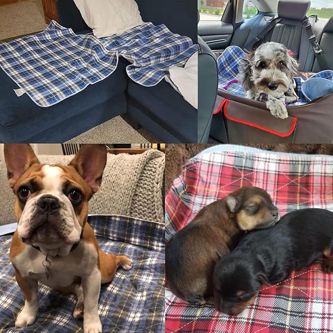 KOOLTAIL Reusable Puppy Pads, 2 Pack Washable Pee Pads for Dogs-Waterproof Non-Slip Plaid Puppy Training Pads, Absorbent Whelping Pads for Potty, Crate, Playpen, Bed, Sofa, Large Dog Mat, 31"x 36"