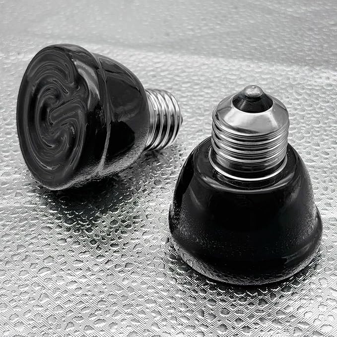 2Pcs 100W Reptile Heat Lamp Ceramic Emitter, Ceramic Heat Lamp for Cats, Chickens, Parrots, Reptiles and Small Animals (Black Mini 110V 100W)