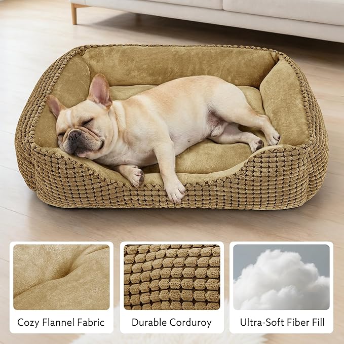 MIXJOY Large Dog Bed for Large Medium Small Dogs, Rectangle Washable Orthopedic Dog Bed, Soft Calming Sleeping Puppy Bed Durable Pet Cuddler with Anti-Slip Bottom L(30"x24"x9")