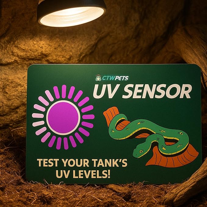 CTWPets UVB Tester Reptile Lamp UV Sensor Reptile UVA UVB Fluorescent Lamp Tester Card (2 Pack)