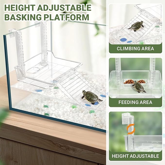 GOZILLA Aquatic Turtle Tank+Lamp+Filter Kit, Upgrade PC Turtle Tank Kit with Adjustable 360°Lamp & Filter,Reptile Habitat Lid,Hanging Platform for Small Reptiles.(19.68× 9.52× 9.44''/Large-White)