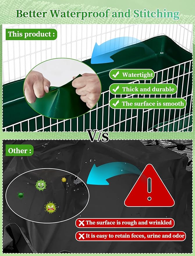 Guinea Pig Cage Liner, for 28"x13" Area Litter Box & Hay Feedder for Guinea Pig Rabbits Hamsters Hedgehogs Ferrets and Other Small Animals. Green