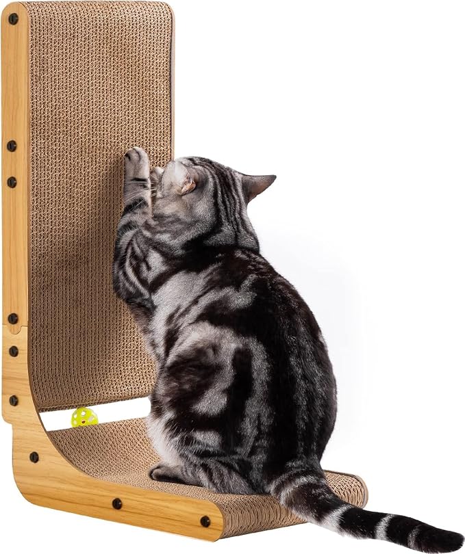Poils bebe L Shape Cat Scratcher, 26.8 Inch Cat Scratchers for Indoor Cats by Poilsbebe