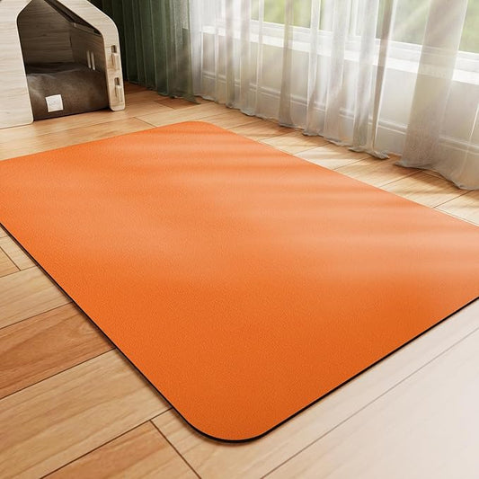 HotLive Dog Food Mat - Absorbent Cat Mat for Food and Water, No Stains Pet Feeding Bowl Mat, Easy to Clean Pet Placemats, Quick Dry Dog Water Dispenser Mat for Messy Drinkers | Orange 12"x 19"