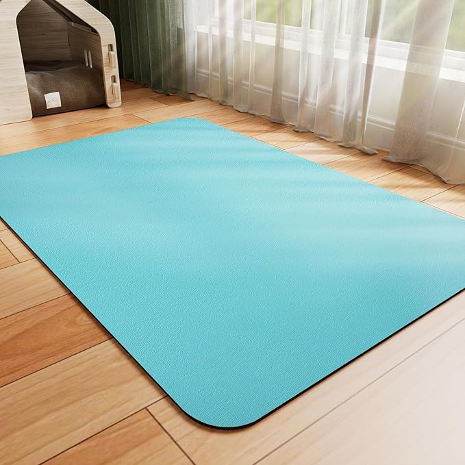 HotLive Dog Food Mat - Absorbent Cat Mat for Food and Water, No Stains Pet Feeding Bowl Mat, Easy to Clean Pet Placemats, Quick Dry Dog Water Dispenser Mat for Messy Drinkers | Teal 18"x34"
