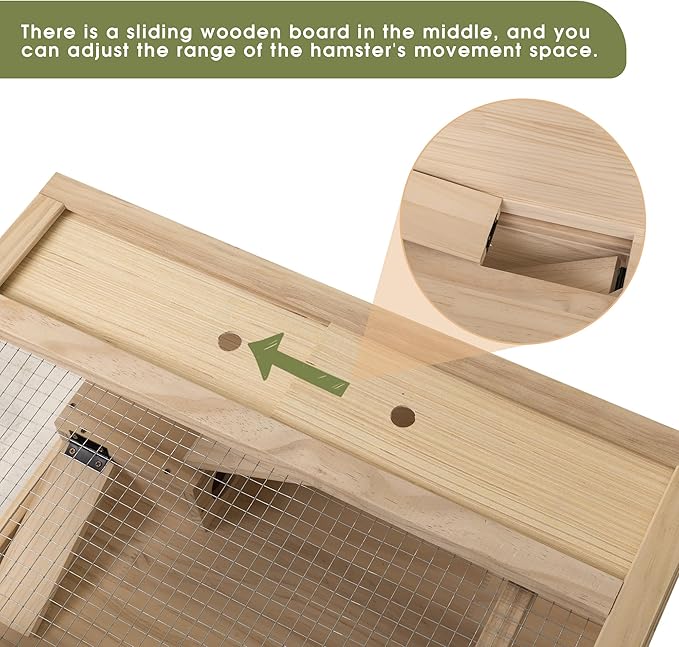 COZIWOW 2-Tier Wood Hamster Cage, Guinea Pig House with Hideouts, Ramps, Acrylic Window, Door Access, Detachable Squirrel Cage for Hedgehogs Gerbils Mice Small Animals, Natural