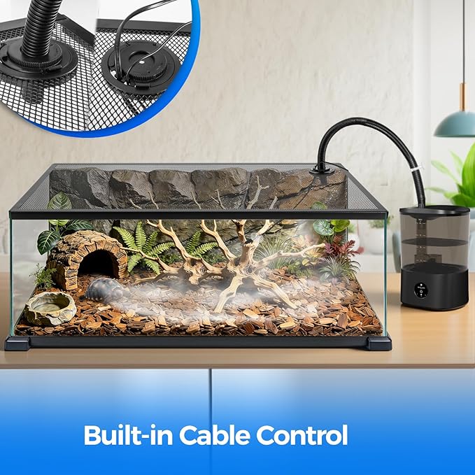 REPTI ZOO Terrarium Screen Cover with Cable Control for Reptile & Aquarium Tank, 36x18 inch Durable Steel Frame & Mesh Top for Reptile & Turtle & Fish Tank