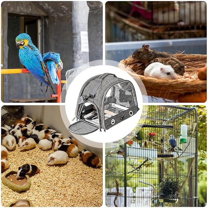 Bird Travel Cage - 33x24x26cm Small Parrot Bird Travel Cage, Lightweight Backpack for Parrot with Shoulder Strap | Portable Small Animal Carrier | Portable Birds Backpack for Budgies, Parakeets, Gent