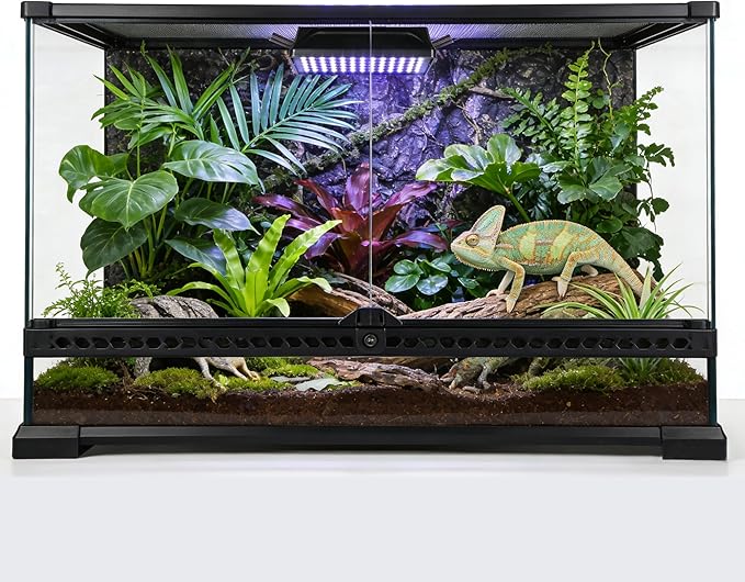 Adjustable LED Reptile UVB Light: Multi-Level UVB Control + Timer, No Fixed Weak Output. Secure Suction Cup Mount, Universal for Lizards, Turtles, Snakes, Amphibians