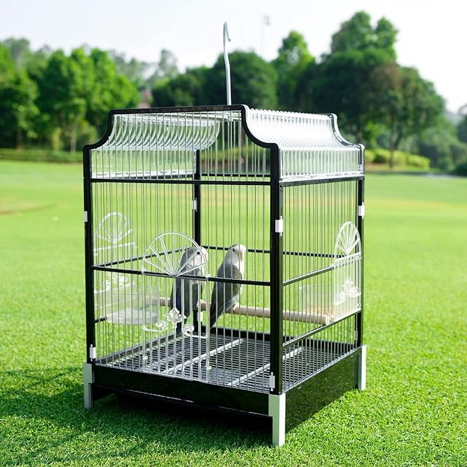 Wrought Iron Bird Cage Carrier Stainless Steel Portable Pet Bird Cage Travel Cage for Extra Small Finches Canaries Lovebirds Bird Cageblack,Black,