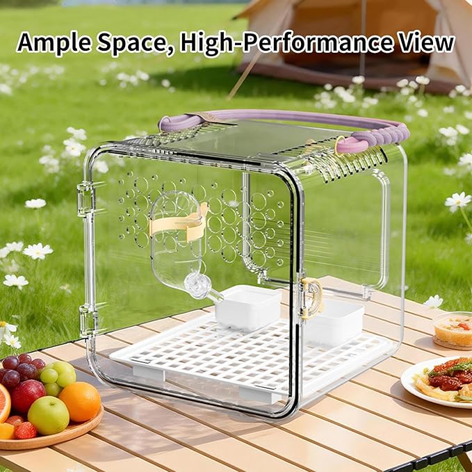 Bird Carrier, Portable Parrot Travel Cage, 16.12 Inches Breathable Pet Box with Mesh Window Feature, Lightweight Carrier, Travel Cage with Ergonomic Handle Bird Carriers for Parakeets Conures
