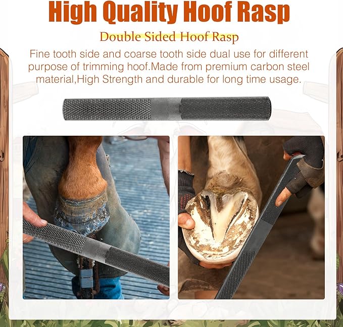 WILLBOND 9 Pcs 8 Inch Farrier Tools Kit Horse Goat Hoof Trimmer Metal Shears Farriers Hoof Nipper Cutter Handle Knife Gloves Brush Goat Supplies with Storage Bag
