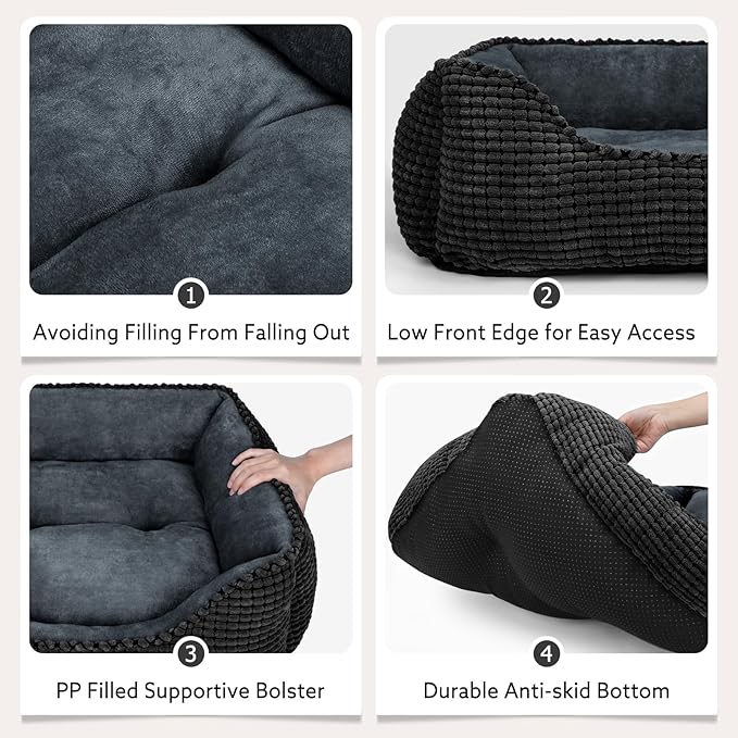MIXJOY X-Large Dog Bed for Large, Medium, Small Dogs - Rectangle, Washable, Orthopedic, Soft Calming Sleeping Puppy Bed - Durable Pet Cuddler with Anti-Slip Bottom - XL (35"x25"x9")