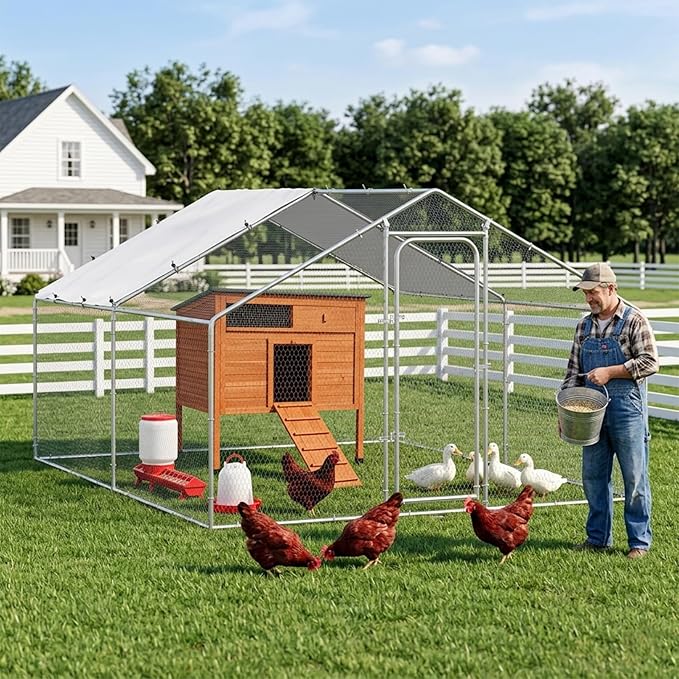 FunXplore Insulated Duck Coop Weatherproof Wooden Outdoor Warm Duck House for Outside Small Animal Pet Hutch with Larger Windows Openable Asphalt Roof Elevated Legs