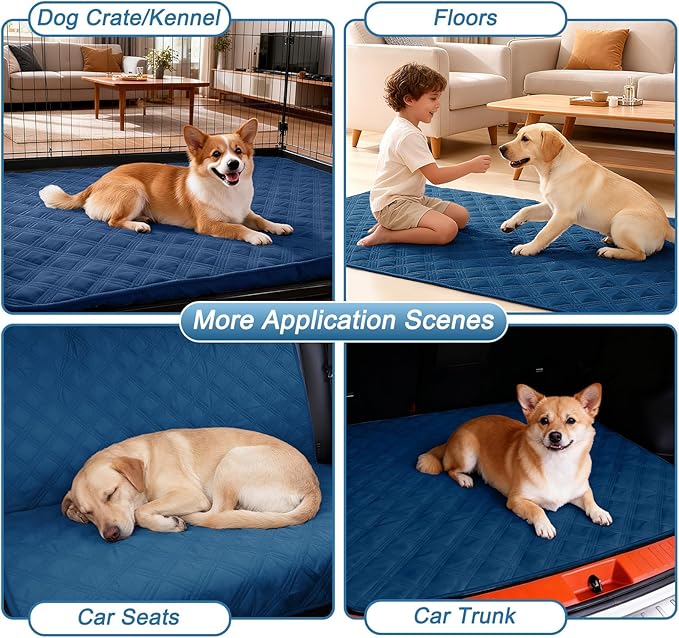hyha Waterproof Dog Blanket, Reversible Pet Bed Blanket, Soft Sofa Couch Cover for Dogs Washable, Waterproof Pet Couch Covers for Sofa Puppy Cats Furniture Protector(40"x80", Navy Blue/Blue)