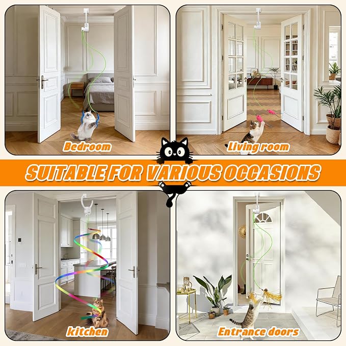 Automatic Interactive Cat Toy Rechargeable, Hanging Cat Toy, Cat Door Toy, Cat Enrichment Toys for Indoor Cats & Kitten, Doorway Electric Cat Teaser for Exercise, Boredom Relief & Fun Games - Image 5