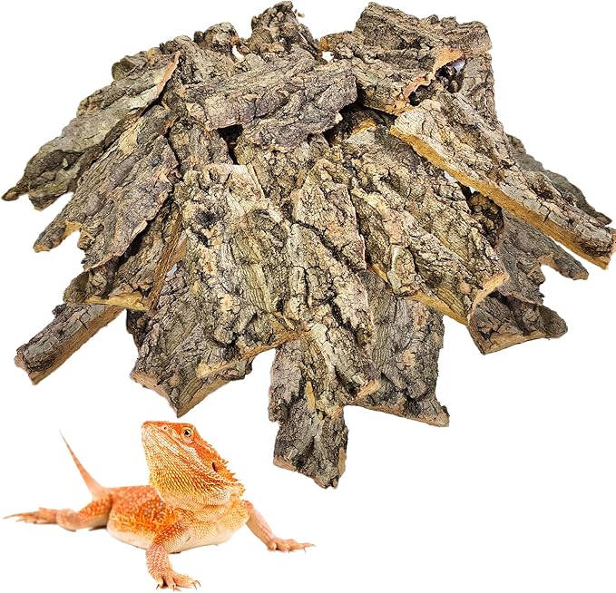 BNOSDM Reptile Terrarium Bark Substrate Bedding Tortoise 3.9-5.9in Natural Cork Bark Reptile Climbing Mat Habitat Decor for Lizard Snake Spiders Hermit Crabs Tarantula Geckos Bearded Dragons (1.4LB)