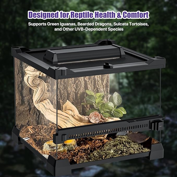 8.5" Aluminum UVB 10.0 LED Reptile Light Bar with Timer & Dimmer, Ultra-Slim Metal UVB/UVA Lamp for Terrariums – Even Light Output, Long Lifespan, Ideal for Bearded Dragons, Turtles & Lizards