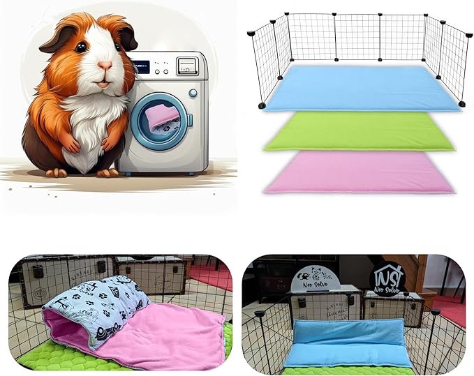 Fleece Playground for Guinea Pig and Rabbit - All in One, It's a Blanket, a Giant Tunnel, a House, a Cushion and a Bed - 23.6 x 19.7 in - Blue