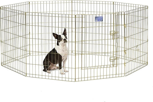 MidWest Homes for Pets 30-Inch Exercise Pen, for Indoor and Outdoor Use, 16 Sq Feet of Play, Single Door Folding Dog Pen, with Large Door Opening & Secure Latch, Easy to Set Up, Foldable Dog Playpen