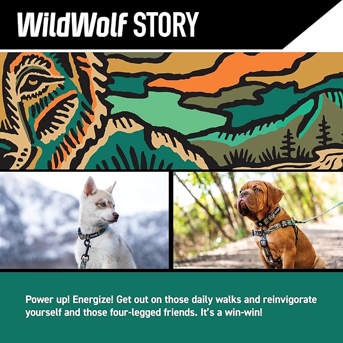 Wolfgang Heavy Duty Adjustable Dog Harness, Pull-Tested for Walking & Training, WildWolf Print, X-Large