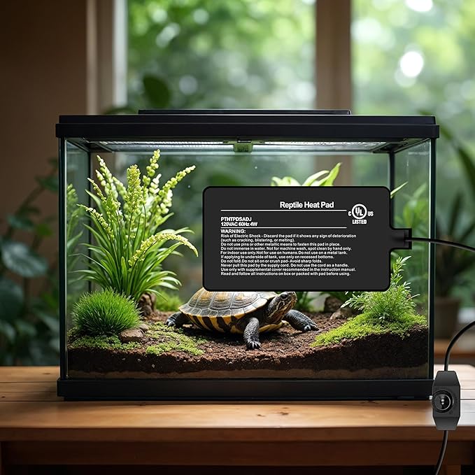 Simple Deluxe 4X7 Inch 4W Reptile Heating Pad with Temperature Adjustable Knob Under Tank Terrarium Heating Mat for Turtles, Lizards, Frogs, and Other Reptiles