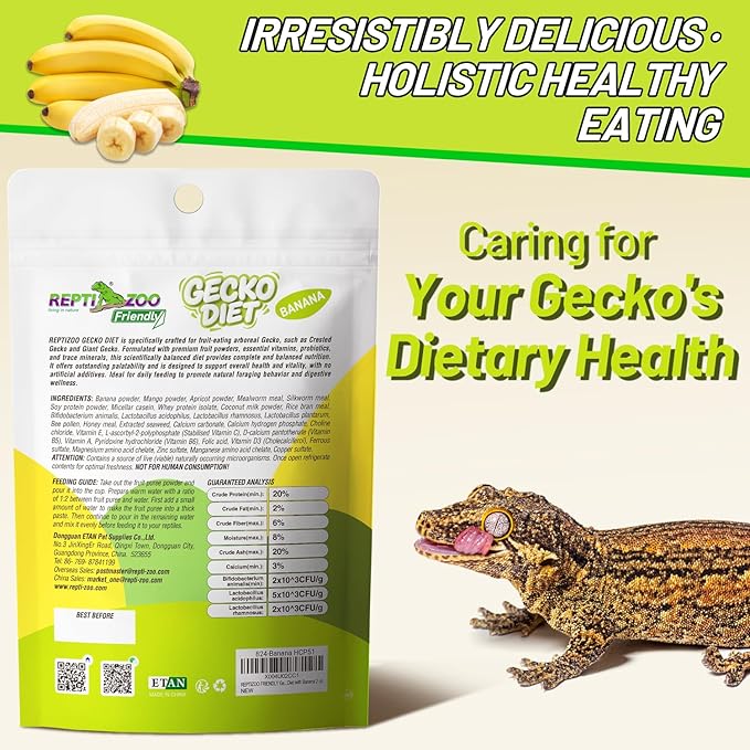 Crested Gecko Food, Fruit Mix Banana Complete Diet Gecko Food 2oz