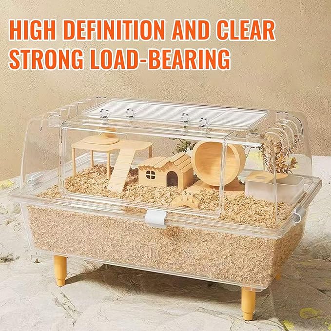 Doppy Hamster Cage Transparent Guinea Pig Rat Cages Small Animals Habitat with Breathable Top and Openable Door Chew Proof Plastic Pet Containers House