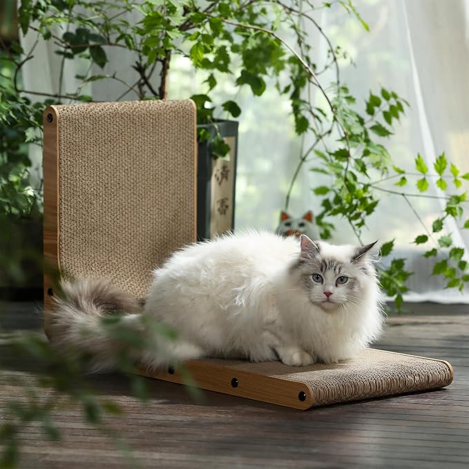 FUKUMARU Cat Scratcher, 26.8 Inch L Shaped Cat Scratch Pad for Indoor Cats - Image 7