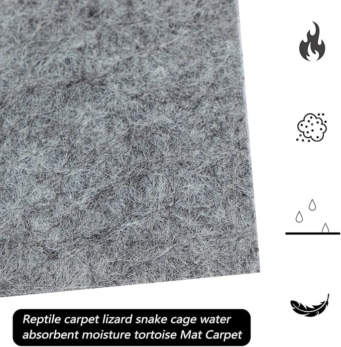 Gadpiparty Reptile Cage Liner Mat Grey Absorbent Substrate Carpet for Lizards Turtles Pet Cage Bedding Reusable Easy-Clean Terrarium Ground Mat for Reptiles