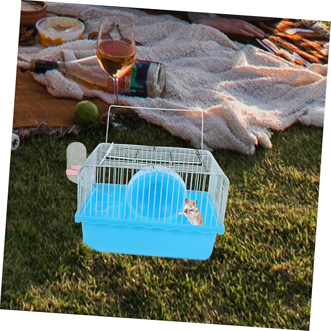 Mikikit Hamster Cage Pet Cage Travel Carry Rat Cage Hamster House Small Pets Supplies Hamster Toy Accessories