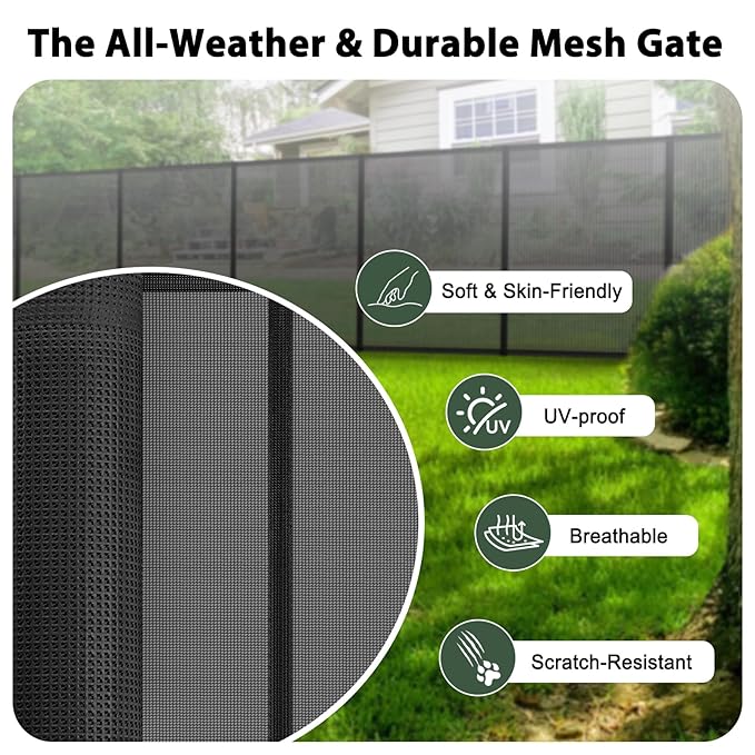 200" Retractable Baby Gates Extra Wide Dog Gates for Doorways, 48" Extra Tall Pet Gate Retractable Dog Gate, Long Baby Gate Retractable Fence Outdoor, Driveway Gate Retractable Garage Gate, Black