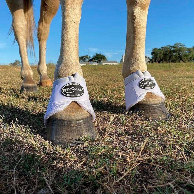 Reinsman Apex Bell Horse Boots - 2-Pack | Shock-Absorbing Stain-Resistant Durable Front Hoof Protection Wraps | No-Turn Design, Hook-and-Loop Closure