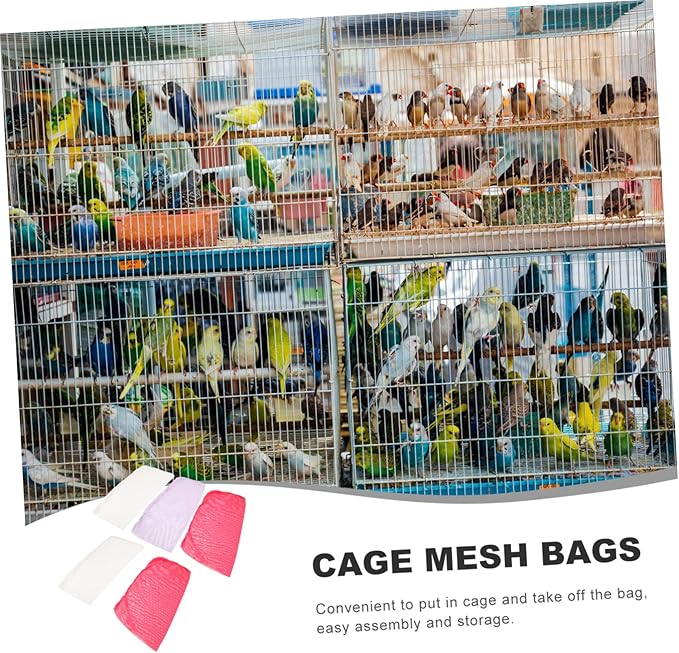 Mipcase 15pcs Mesh Pouch for Parrot Cage Bird Cage Accessories Parakeet Storage Bag Bird Carrying Bag Cloth Random Color