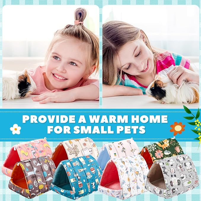 Cinnvoice 8 Pcs Guinea Pig Hideout, Guinea Pig Bed Washable Small Animal Cage Accessories for Bunny Hedgehog Mouse Chinchillas Hamsters Ferrets Rats(9.8 in)
