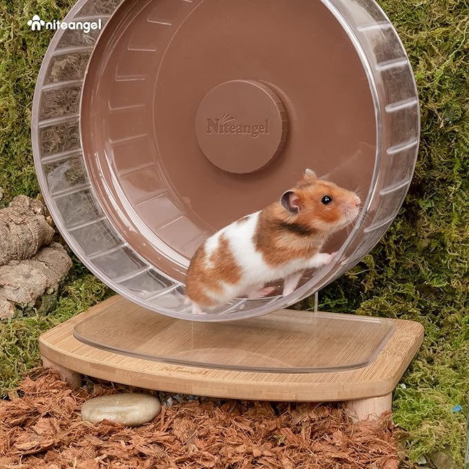 Niteangel 8.2-Inch Super-Silent Hamster Exercise Wheels with Platform: - Quiet Spinner Hamster Running Wheels with Adjustable Stand for Hamsters Gerbils Mice Or Other Small Animals
