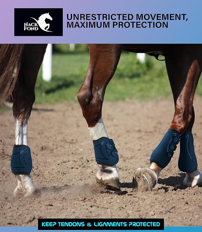 Horse Tendon Boots, Fetlock Boots & Open Front Boots for Jumping, Set of 4, Horse Protection Leg Guard