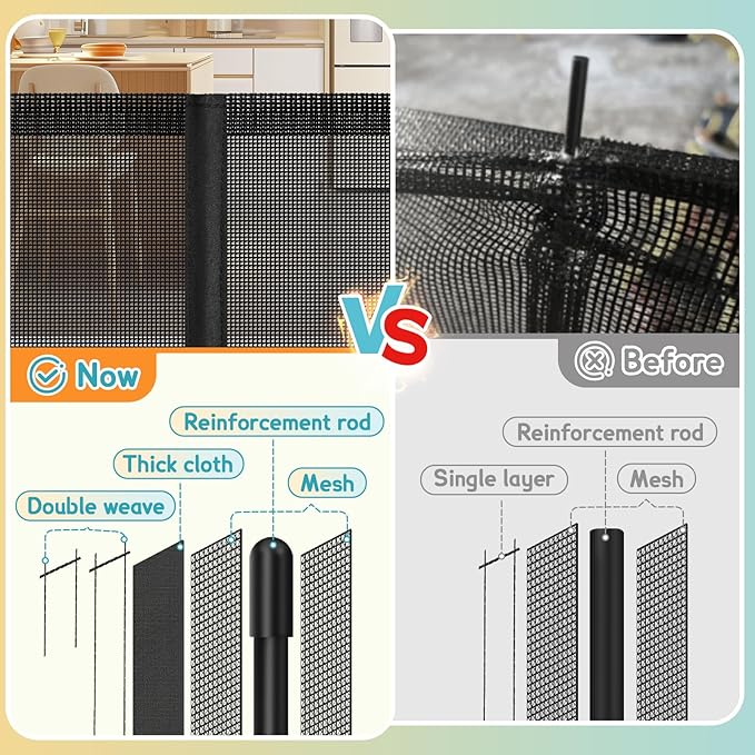 200'' Retractable Baby Gates Extra Wide, 42'' Extra Tall Retractable Dog Gate, 16 FT Black Indoor/Outdoor Retractable Gate with Reinforcement Rods for Garage, Doorways, Stairs, Decks, Driveway, Patio