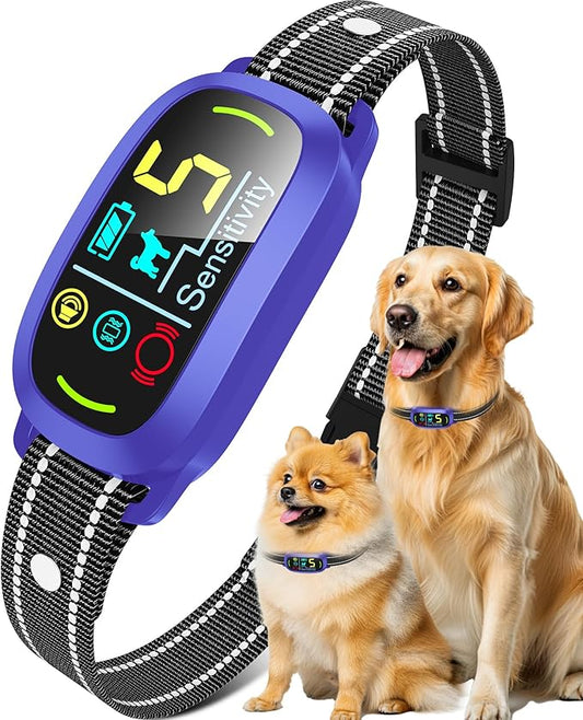 Smart AI Bark Collar for Large Medium Small Dogs, Anti Barking Device with 5 Training Modes, Exclusive Forced Bark-Stopping, Rechargeable IP67 Waterproof Bark Collar with 5 Sensitivity (Purple)