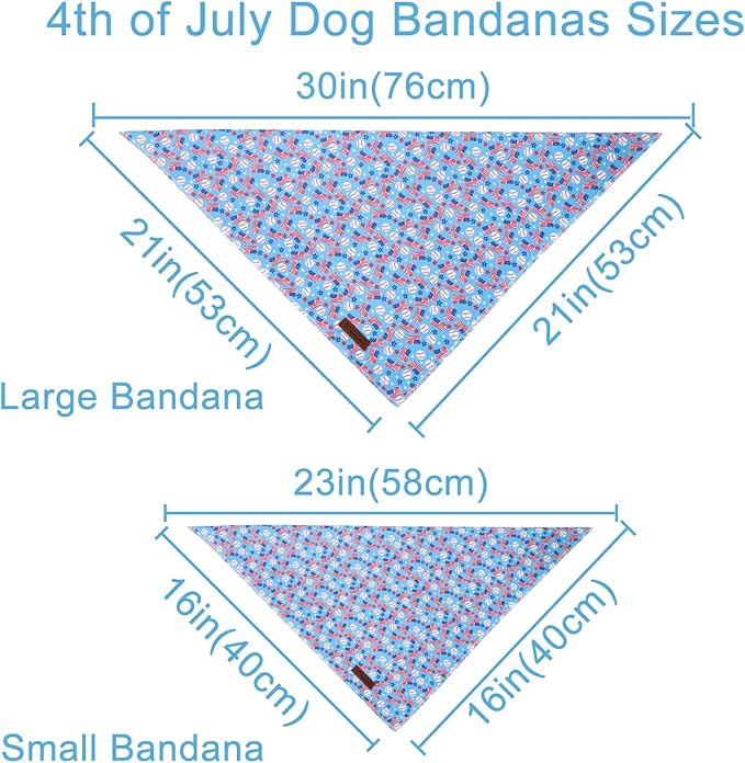 4th of July Dog Bandana, Patriotic Puppy Bandana for Small Medium Dog, Cotton American Flag Pet Triangle Bid Scarf Kerchief for Girl Boy Dogs or Cats