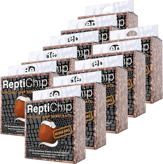 ReptiChip Reptile Substrate Coconut Chip Bedding 72 Quart Compressed Organic Coco Husk Block for Snake Habitat, Ball Python Terrarium, Turtle Tanks, Tortoise Enclosure (10 Pk)