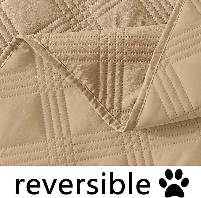 hyha Waterproof Dog Blanket, Reversible Pet Bed Blanket, Soft Sofa Couch Cover for Dogs Washable, Waterproof Pet Couch Covers for Sofa Puppy Cats Furniture Protector(52"x82", Camel/Camel)