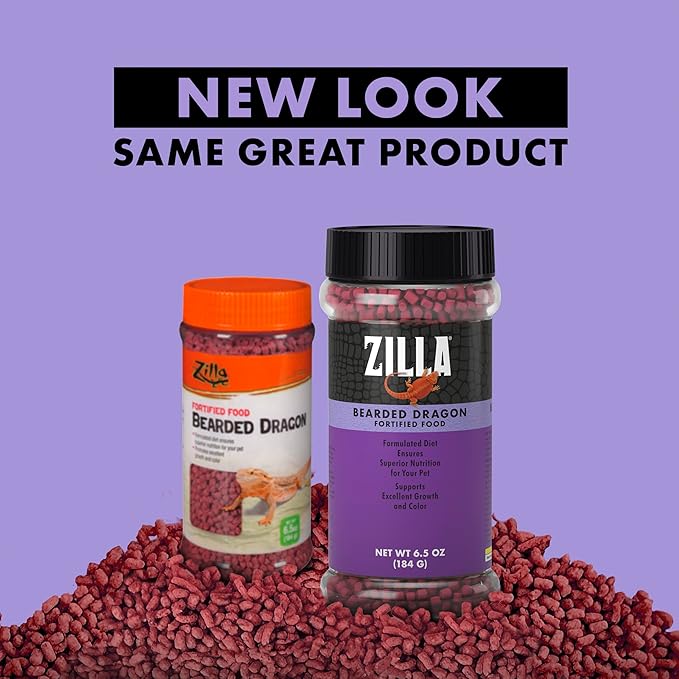 Zilla Fortified Food for Bearded Dragons, Complete Nutritional Diet, Supports Excellent Growth and Color, Extruded Pellets, 6.5 ounces