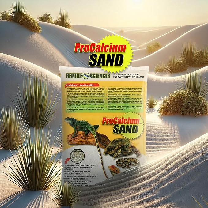 Reptile Sciences Natural White Pro-Calcium Terrarium Sand - 10 lbs - Natural Substrate for Reptile Habitats, Supports Digging & Enclosure Maintenance