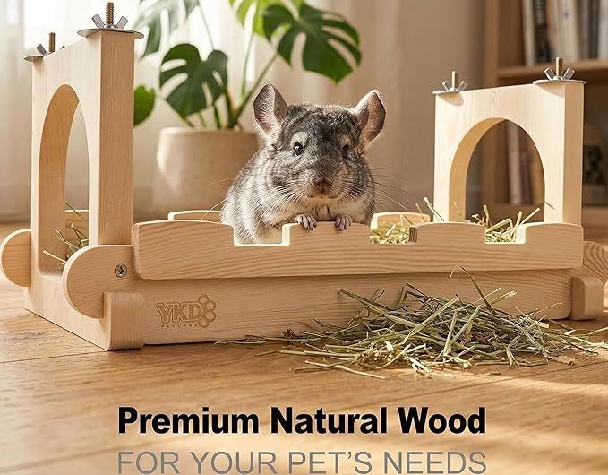 YKD Chinchilla Wood Suspension Bridge, Hanging Large Small Animal Wooden Bridge Platform, Small Animals Habitat Toy for Chinchillas Sugar Gliders Rats Squirrel