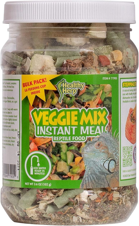 Healthy Herp Veggie Mix Instant Meal for Reptiles - Nutritious Bearded Dragon Accessories, Bearded Dragon Food - Made in USA - Quick Prep, Ideal for Box Turtles, Lizards, Tortoises - 3.6 oz (102g)