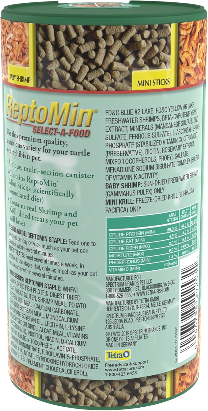 Tetra ReptoMin Select-A-Food 1.55 Ounces, for Aquatic Turtles, Newts and Frogs, Variety Pack, (Pack of 2)
