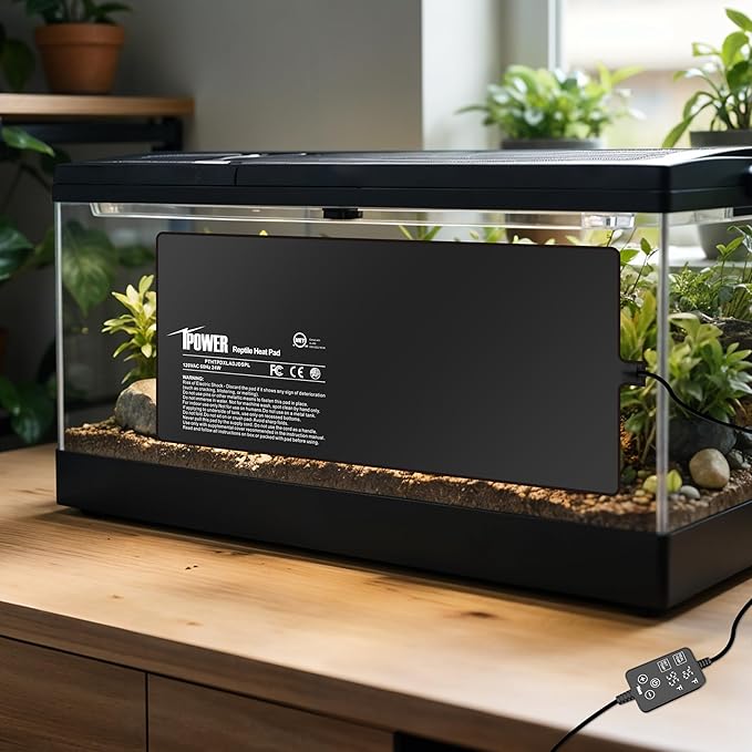 iPower 8 by 18 Inch 24W Reptile Heating Pad with Adjustable Thermostat, Under Tank Warmer Terrarium Heat Mat for Turtles/Snakes/Lizards/Frogs, and Other Reptiles