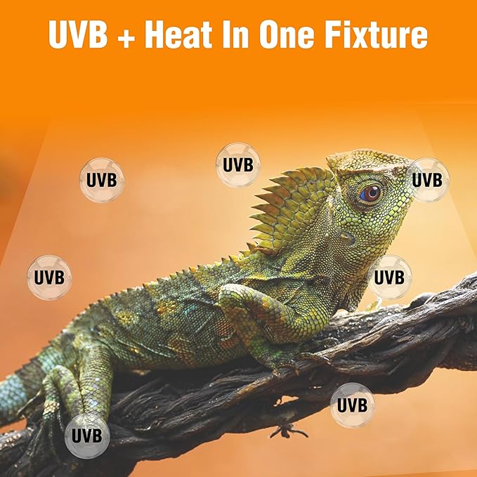 CAROLINACUSTOMCAGES T5HO Single 12” UVB Reptile Light Fixture 15w, Bearded Dragon and Reptile Terrarium Light Fixture